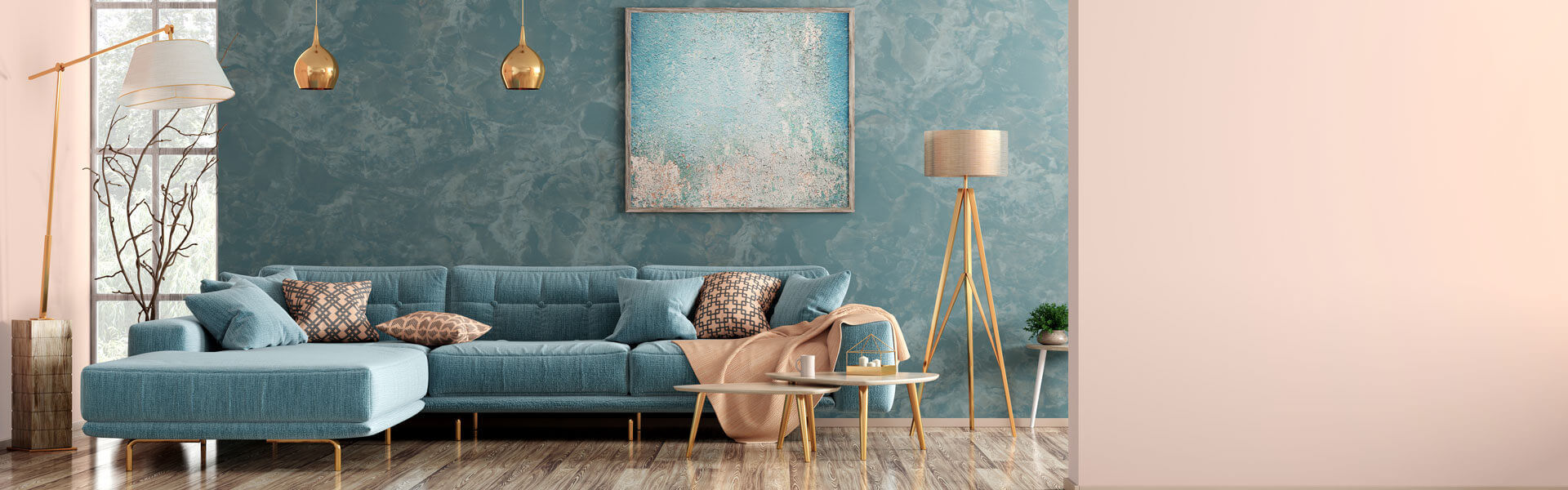 Turquoise marble and peach